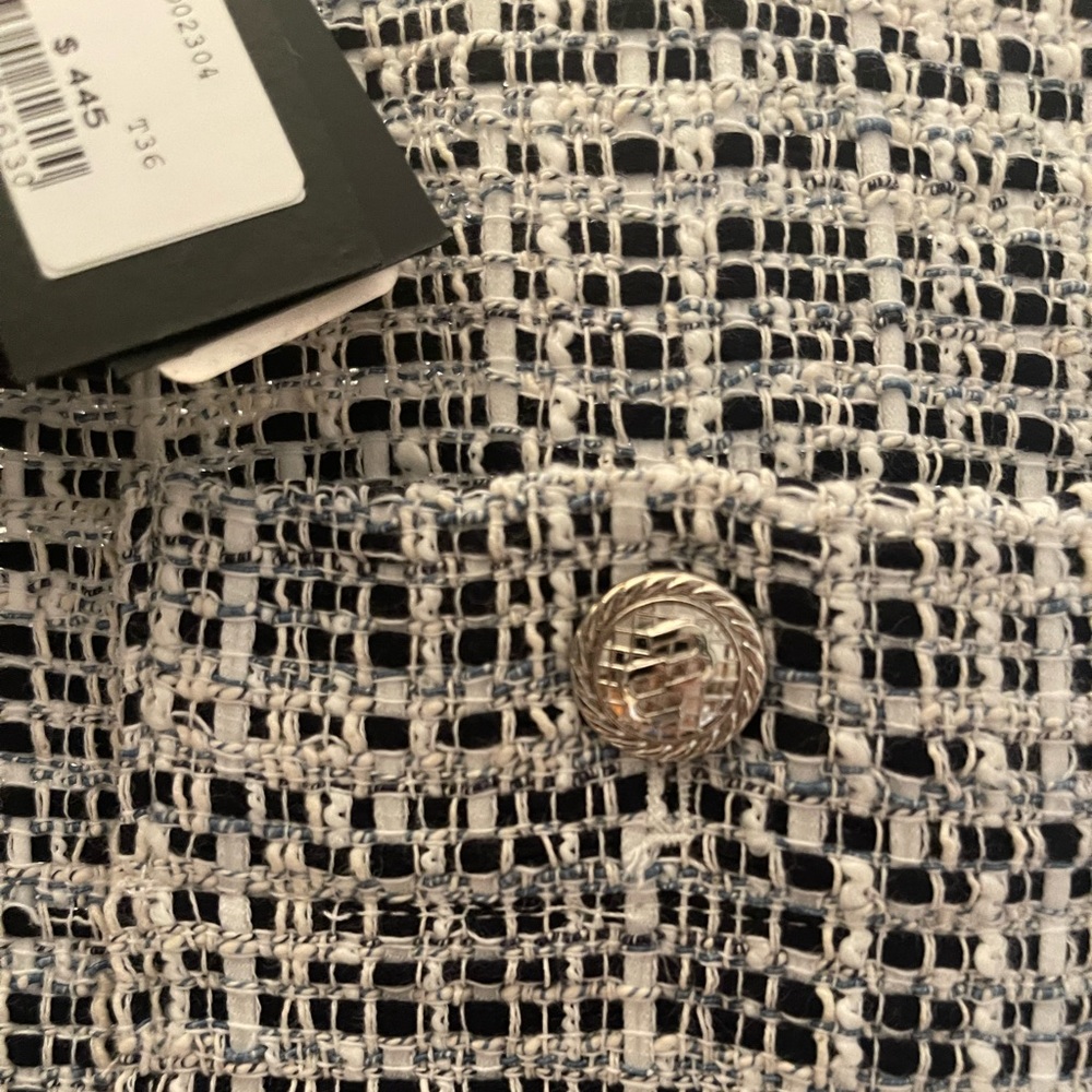 🌚💙NEW WITH TAGS💙🌚 Maje Retrola Drawstring Tweed Dress size 36 US 2/4 - Picture 8 of 11